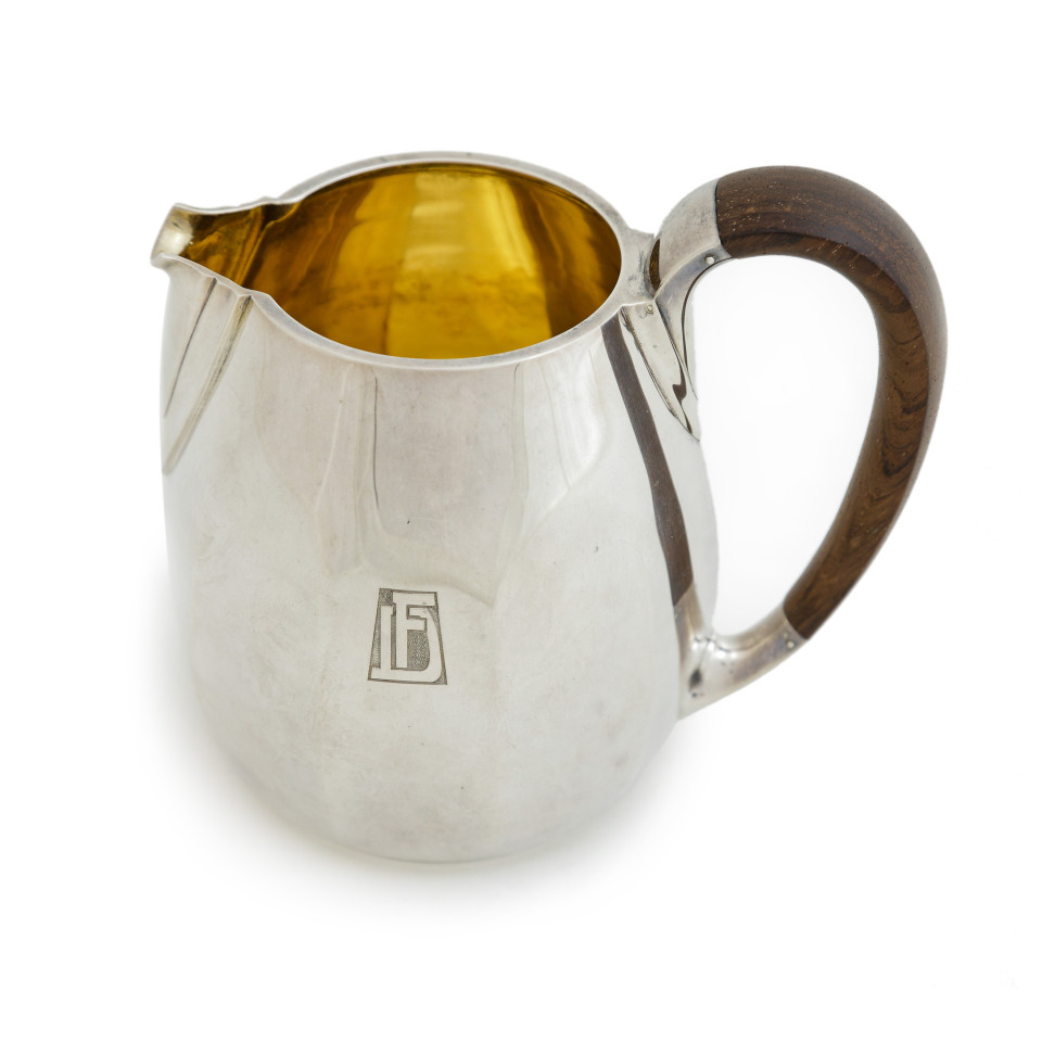 Dzbanek srebrny - Delheid Freres, Bruksela, Belgia, art deco